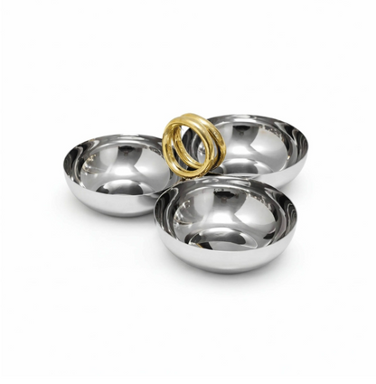 Sphere 3 Nut Dish with Gold Handles