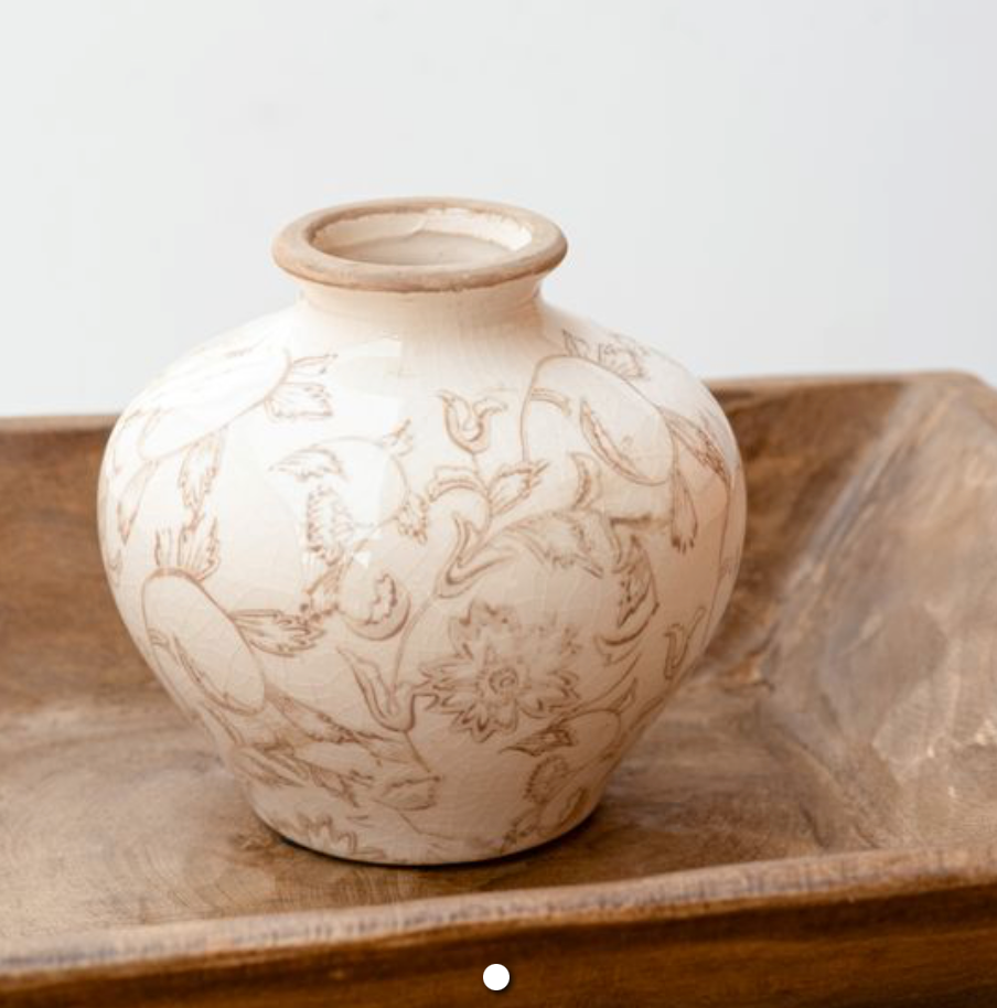 4.7” Beige Heirloom Vase