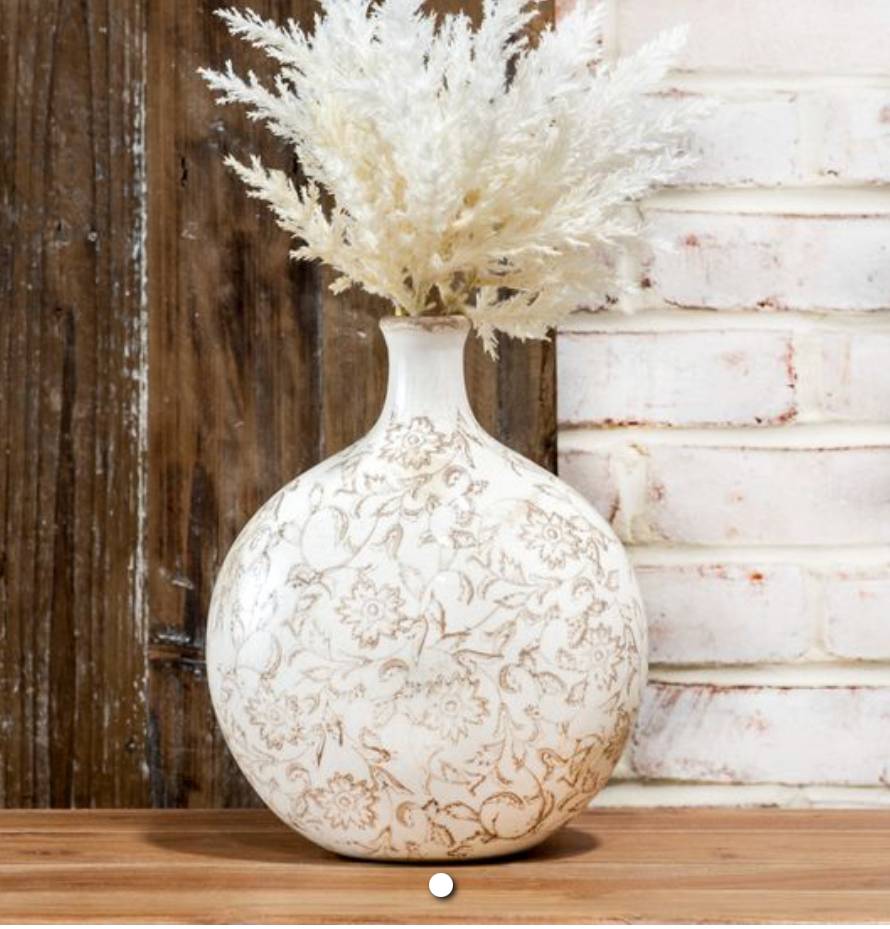 10” Beige Small Neck Heirloom Vase