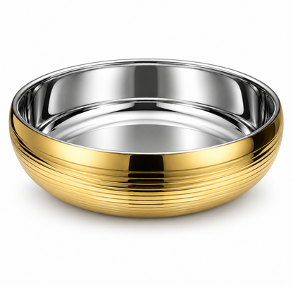 Gold Striped Double Wall Bowl
