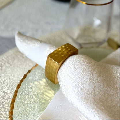 Hammered Ellipse Gold Napkin Ring Set of 4