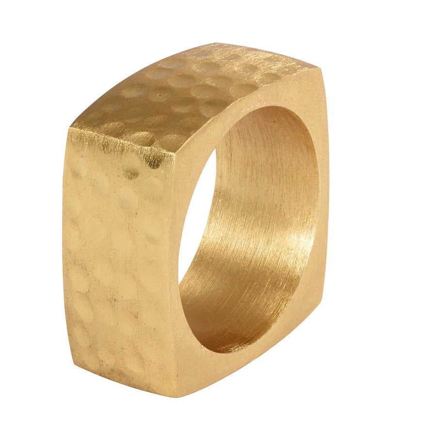 Hammered Ellipse Gold Napkin Ring Set of 4