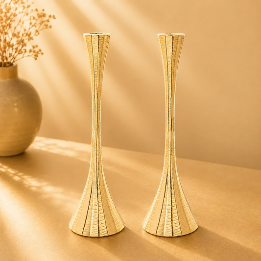 Geo Gold Candlesticks Set of 2 - 12”