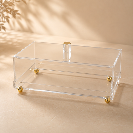 Lume Acrylic Rectangle Tray and Dome Cover Gold Legs