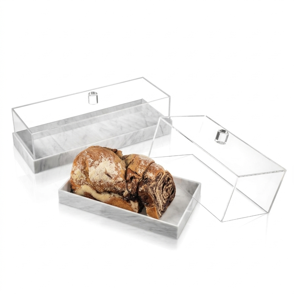 Marble Cake Tray W/ Clear Lid