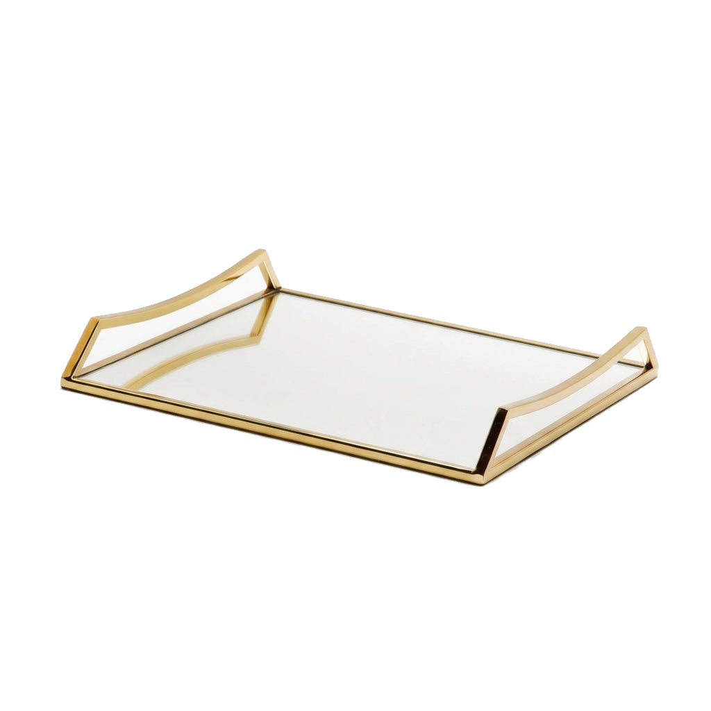 Oblong Mirror Tray-Gold Handle