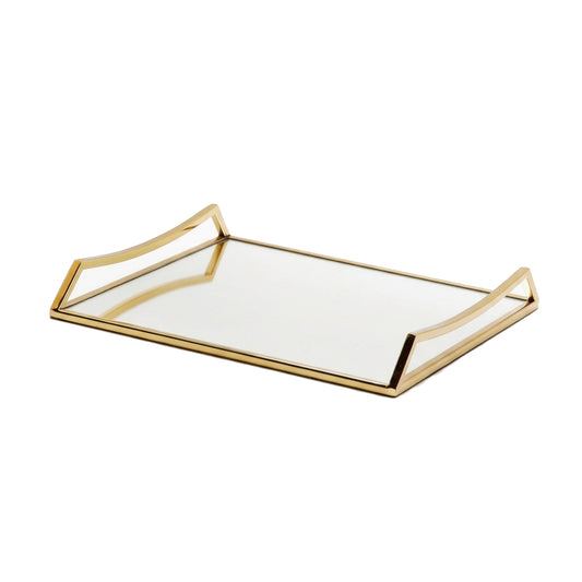 Oblong Mirror Tray-Gold Handle
