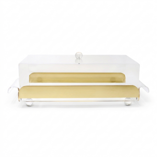 Rectangle Gold Side Tray with Cover