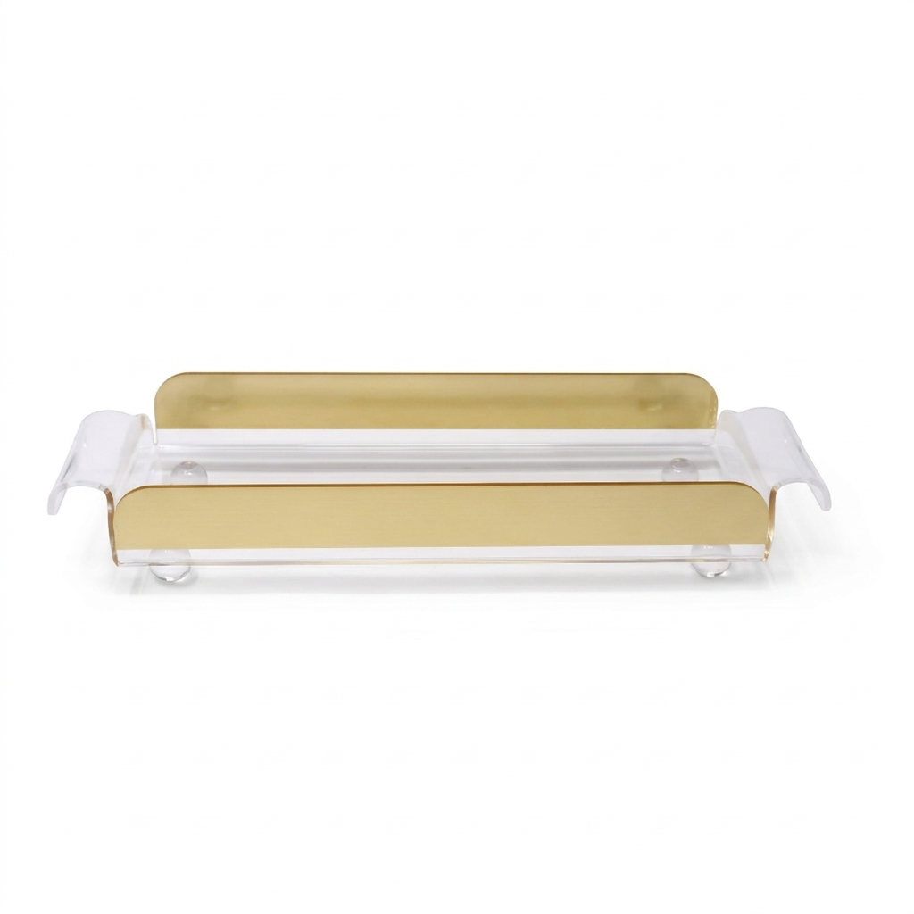 Rectangle Gold Side Tray with Cover