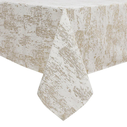 Velvet Tablecloth White Gold Mosaic Print