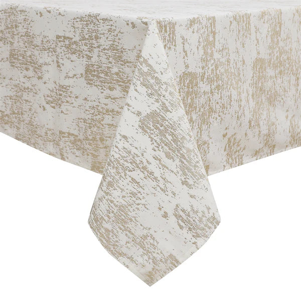 Velvet Tablecloth White Gold Mosaic Print