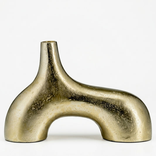 Abstract Gold Metal Vase 8"
