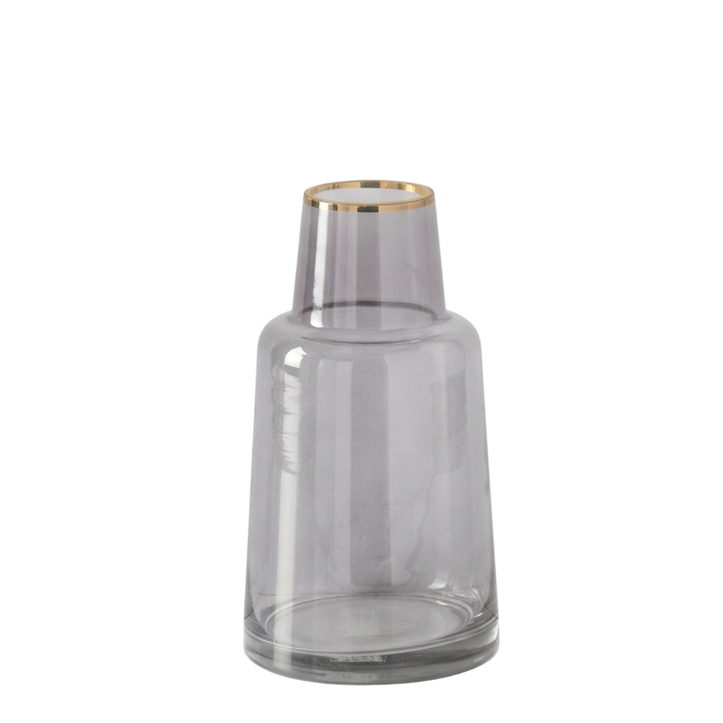 Gold Rim Grey Glass Vase