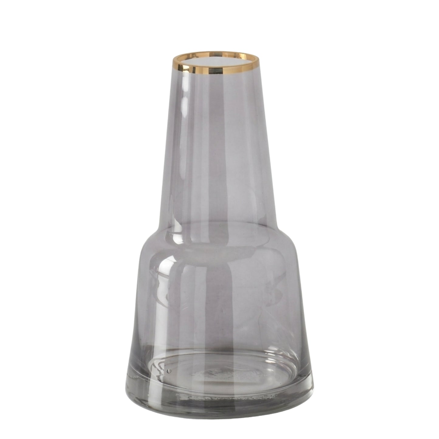 Gold Rim Grey Glass Vase
