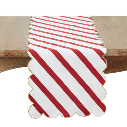 Cotton Scalloped Table Runner: Pink / 16"x72"