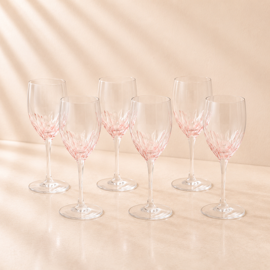 Optic Pink Wine Glasses  Set of 6
