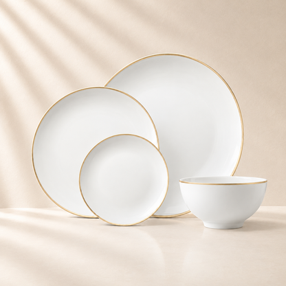 Vintage Bone China White with Gold Rim 16pc Dinnerware (Service for 4)