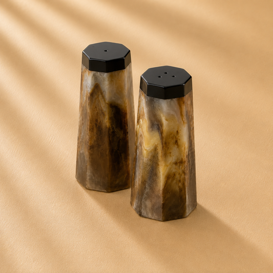 Burlwood Design Resin Salt & Pepper Shaker Set