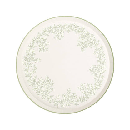 Floral Elegance Sage Dessert Plates 8pk