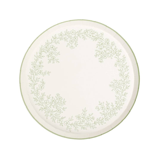 Floral Elegance Sage Dessert Plates 8pk