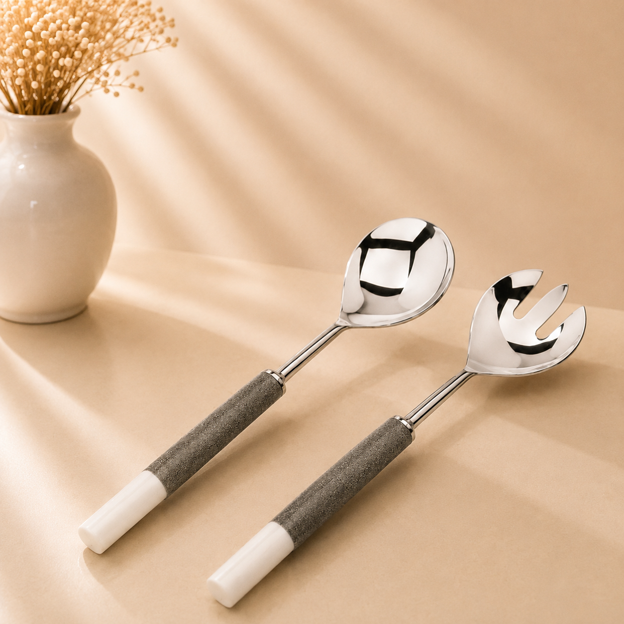 Two Tone Grey/White Salad Servers