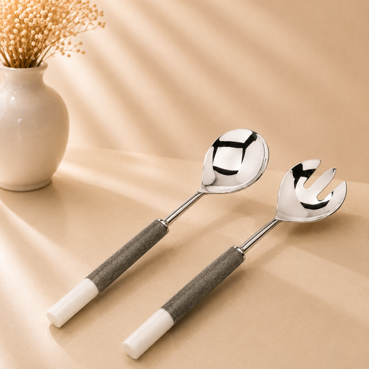 Two Tone Grey/White Salad Servers
