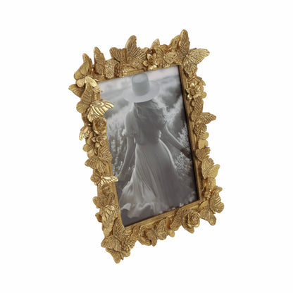 Photo Frame - Gold Polyresin Butterfly in Bloom  5x7 in.