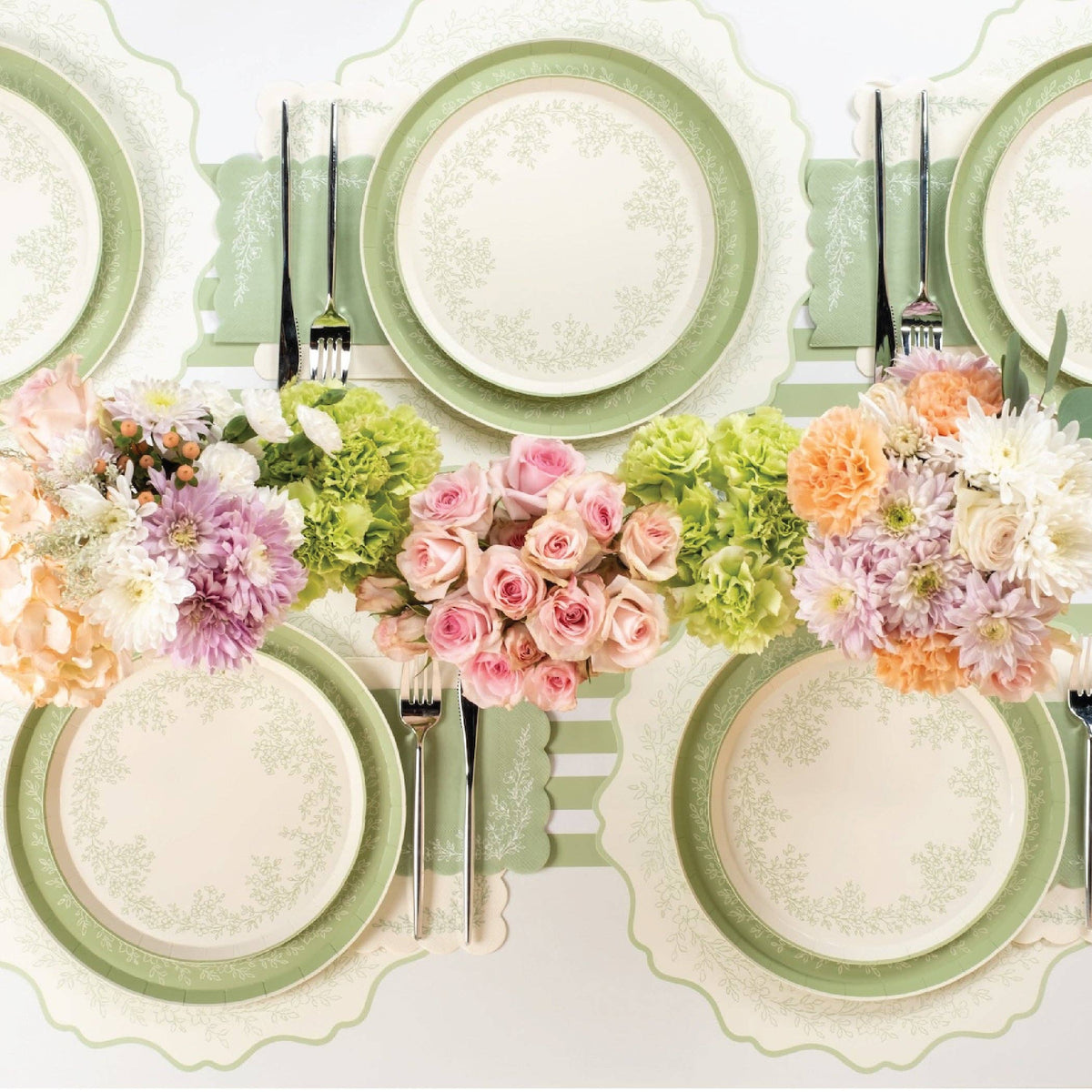Floral Elegance Sage Dessert Plates 8pk