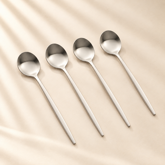 Brushed Silver Dip Spoons-4 Pc