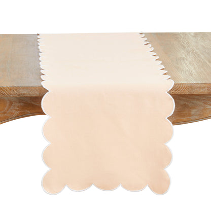 Cotton Scalloped Table Runner: Pink / 16"x72"