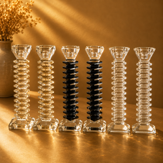 Stacked Crystal Candlesticks Set of 2