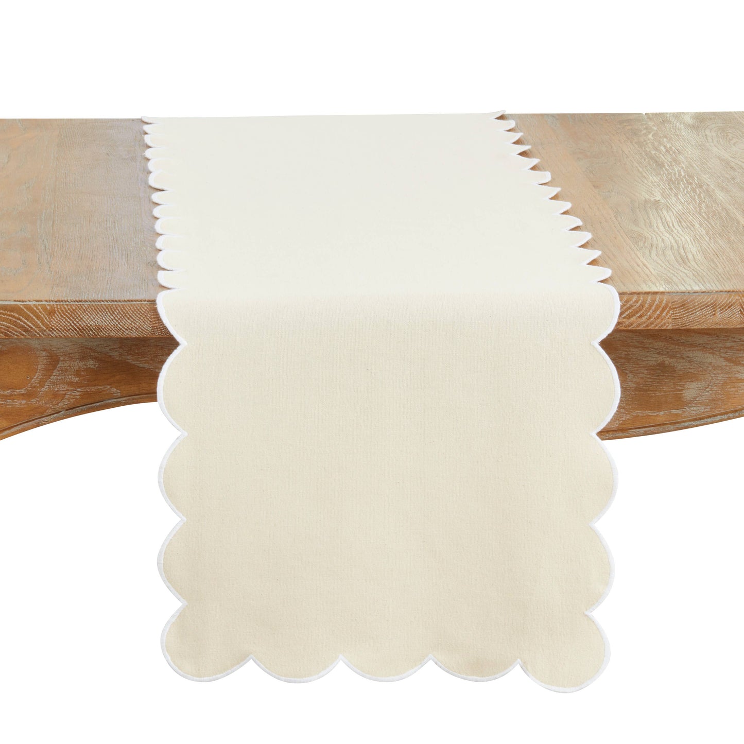 Cotton Scalloped Table Runner: Pink / 16"x72"