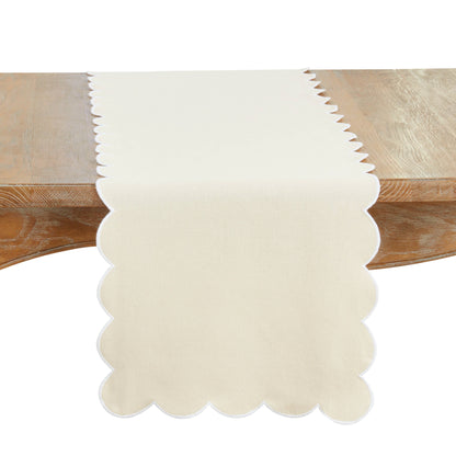 Cotton Scalloped Table Runner: Pink / 16"x72"