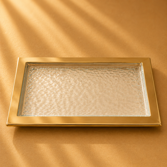 Oblong Tray with Gold Border
