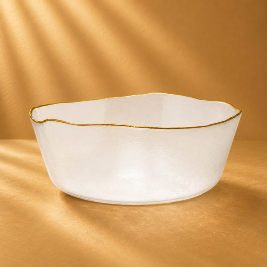 Gold Rim Clear Organic Salad Bowl