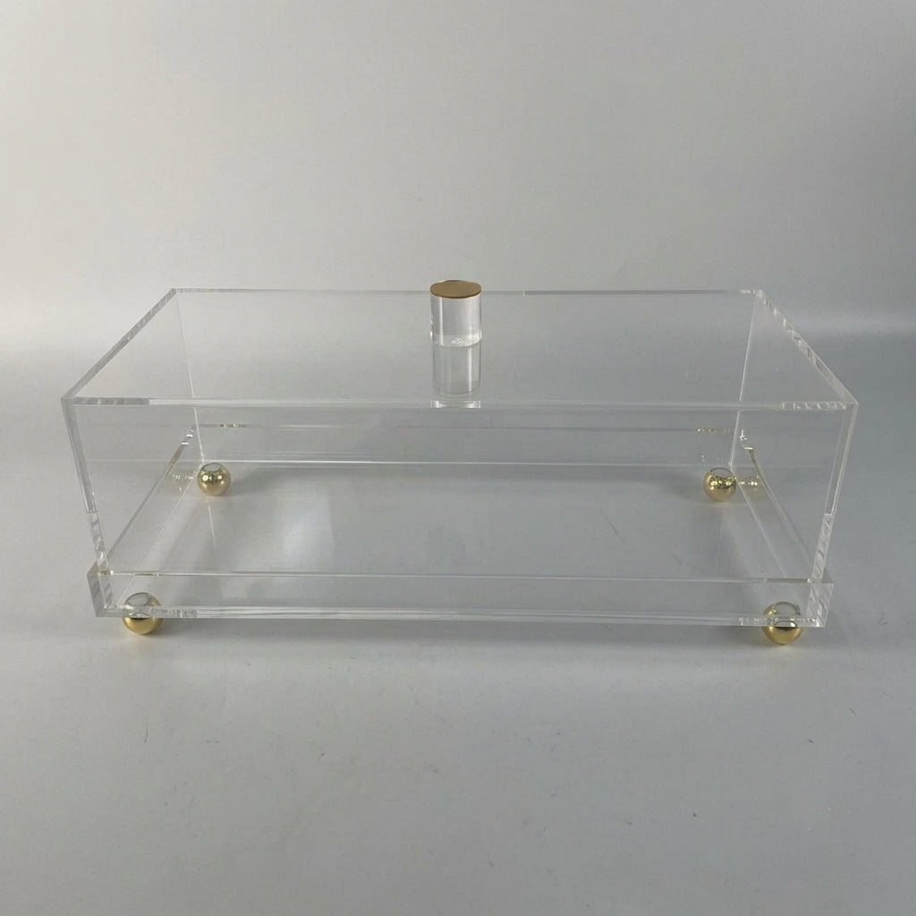 Lume Acrylic Rectangle Tray and Dome Cover Gold Legs
