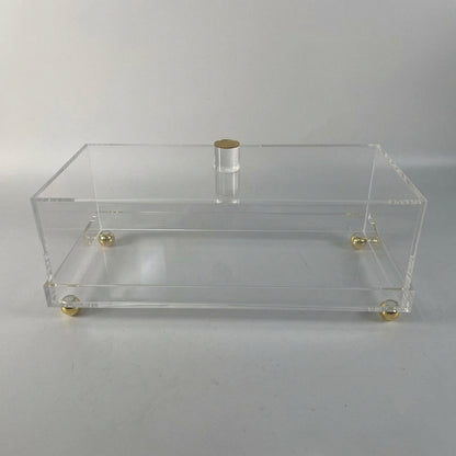 Lume Acrylic Rectangle Tray and Dome Cover Gold Legs