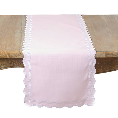 Scalloped Border Table Runner: Taupe / 16"x72"
