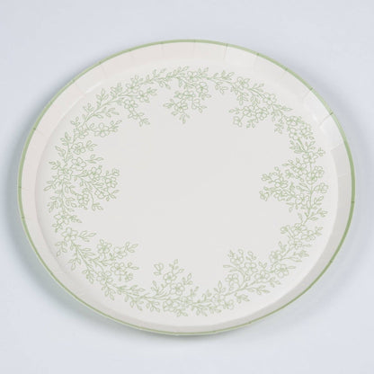 Floral Elegance Sage Dessert Plates 8pk