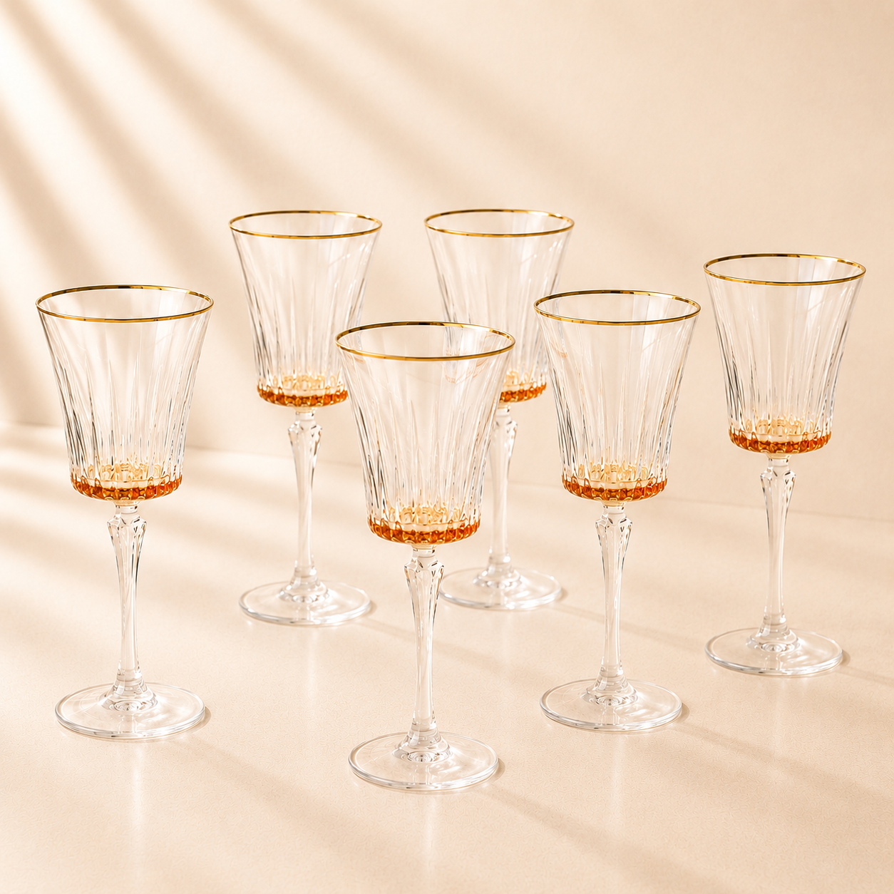 Amber Gold Rim Glasses- 6 pcs