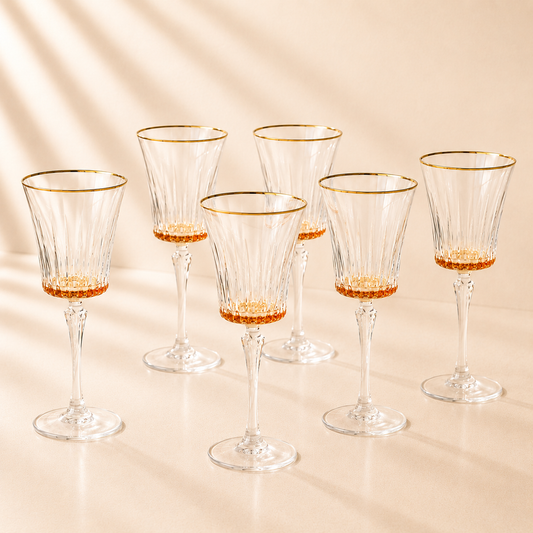 Amber Gold Rim Glasses- 6 pcs