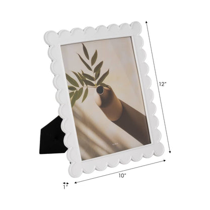 Photo Frame - White Resin Rectangle Scalloped Edge, 8x10 in.