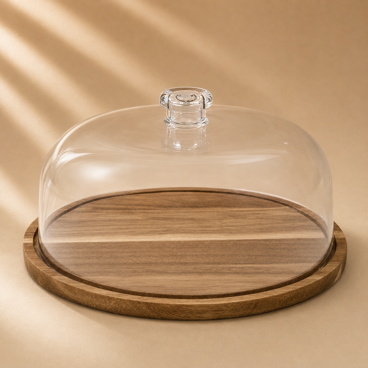 Wood Cake Tray with Acrylic Lid