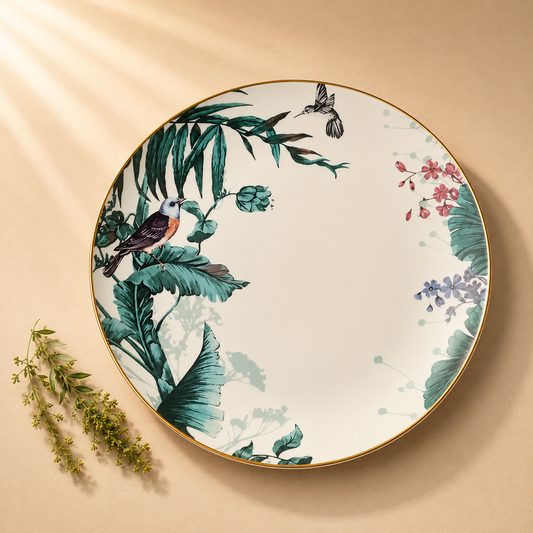 Floral Charger Plate White and Gold