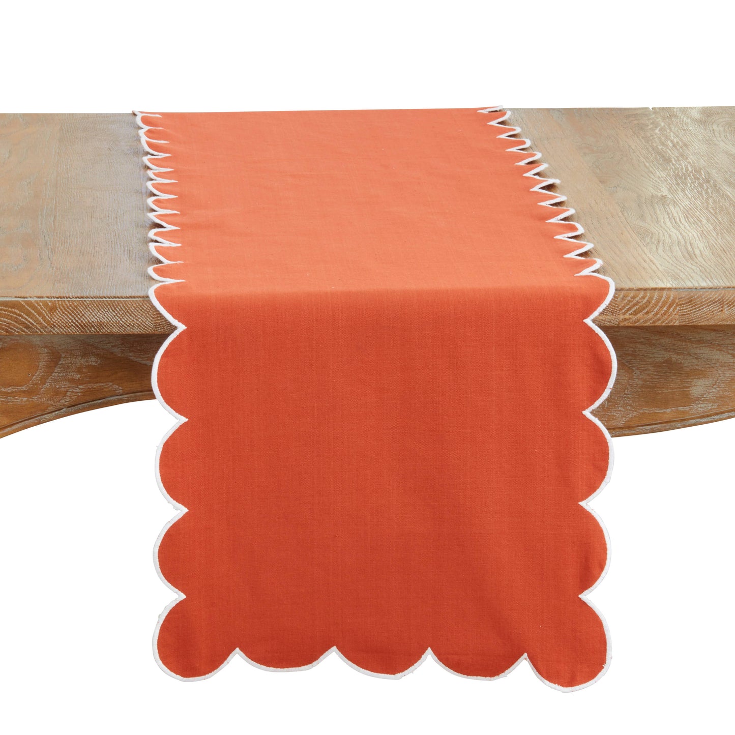 Cotton Scalloped Table Runner: Pink / 16"x72"