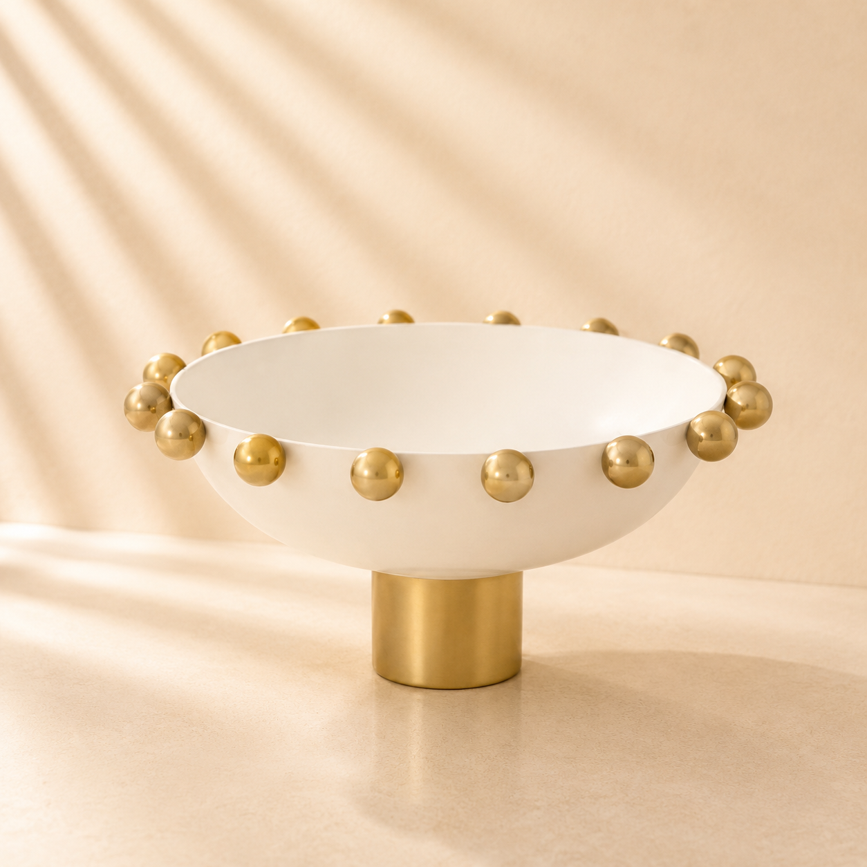 Temari White/Gold Footed Bowl