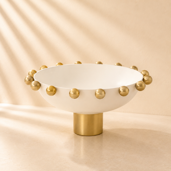 Temari White/Gold Footed Bowl
