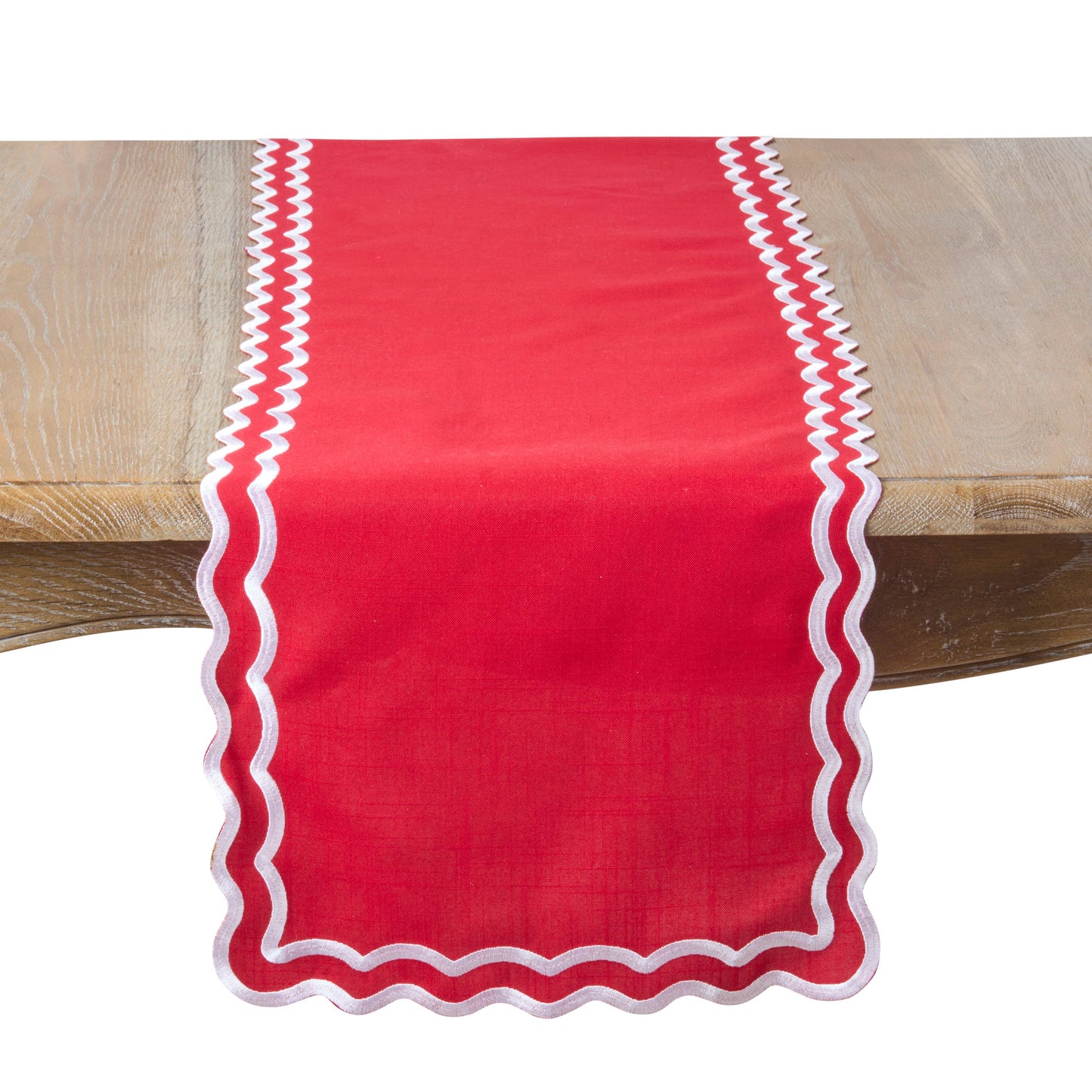 Scalloped Border Table Runner: Taupe / 16"x72"