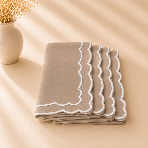 Scallop Napkin 20x20 Taupe Set of 4