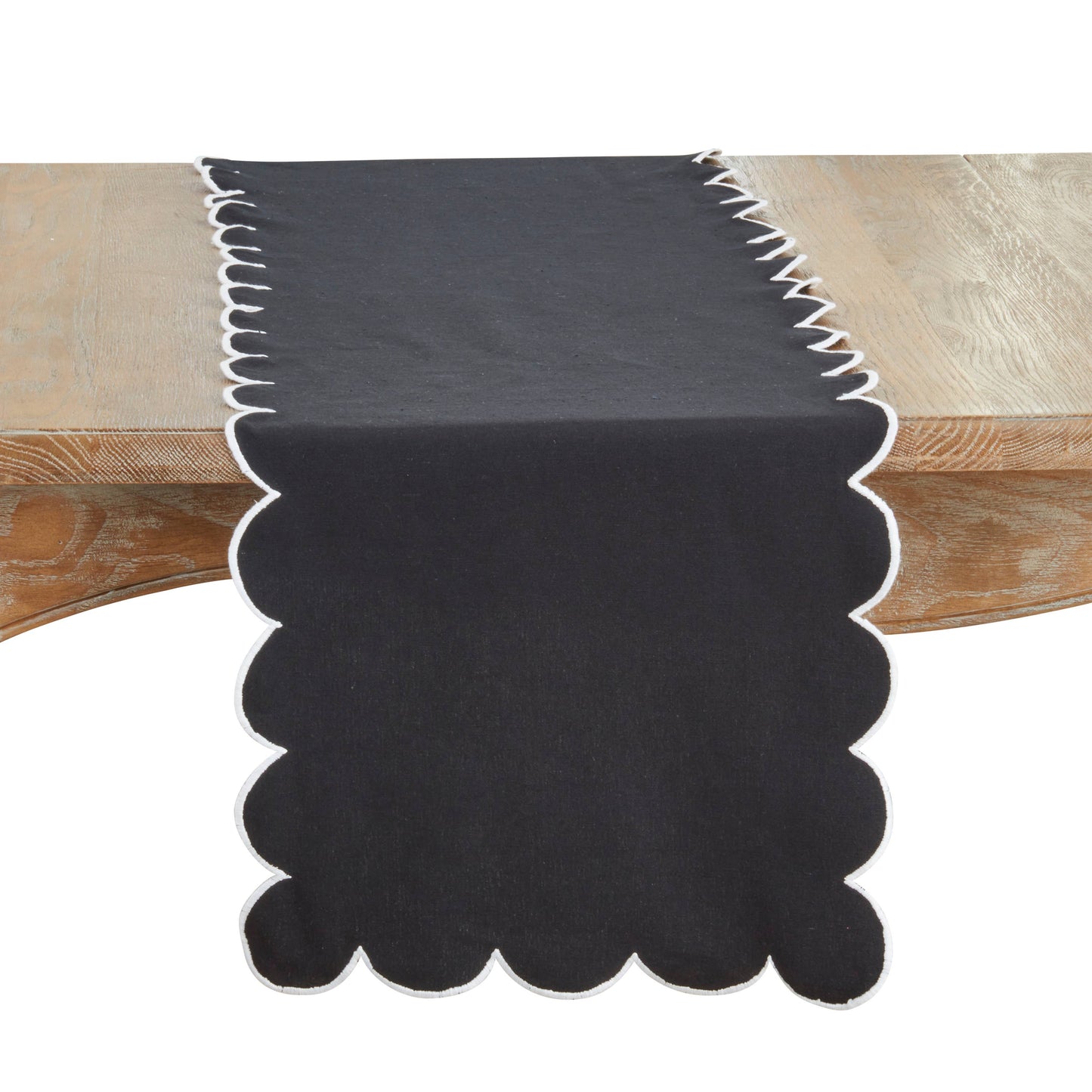 Cotton Scalloped Table Runner: Natural / 16"x72"